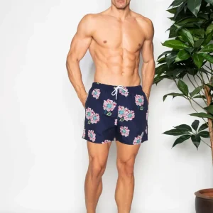 Bañador Azul Flores Rosas Hombre