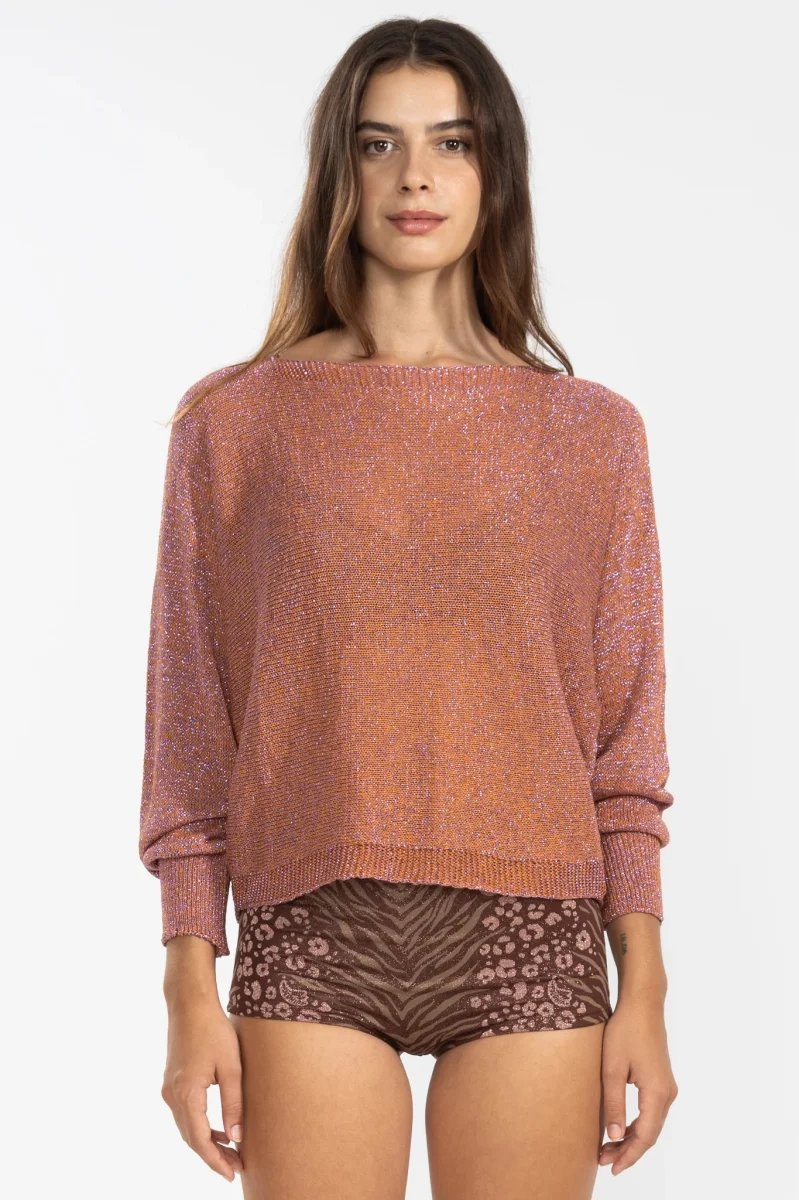 Lu Tiger Lurex Sweater in Sunset - Imagen 3