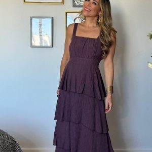 Vestido Acacia Volantes Berenjena